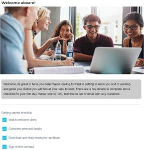 New employees welcome screen