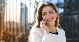 Woman contacting Affinity on her mobile phone