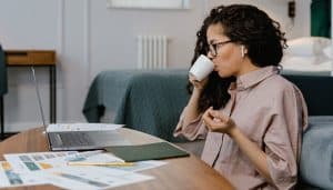 Woman working from home